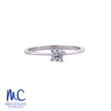Anillo de compromiso de diamante natural 0.15 ct · corte redondo brillante · color G-H · claridad SI1 · oro blanco 14k · modelo F3974