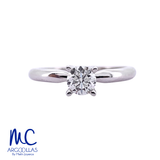 Anillo de compromiso de diamante natural 0.40 ct · corte redondo brillante · color G-H · claridad SI1 · oro blanco 14k