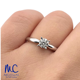 Anillo de compromiso de diamante natural 0.40 ct · corte redondo brillante · color G-H · claridad SI1 · oro blanco 14k