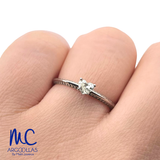 Anillo de compromiso de diamante natural 0.19 ct · corte heart brilliant · color G-H · claridad SI1 · oro blanco 14k