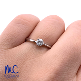 Anillo de compromiso de diamante natural 0.25 ct · corte redondo brillante · color G-H · claridad SI1 · oro blanco 14k · modelo F5648-25