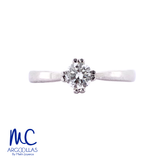 Anillo de compromiso de diamante natural 0.30 ct · corte redondo brillante · color G-H · claridad SI1 · oro blanco 14k