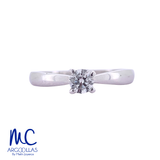 Anillo de compromiso de diamante natural 0.23 ct · corte redondo brillante · color G · claridad SI1 · oro blanco 14k