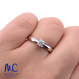 Anillo de compromiso de diamante natural 0.23 ct · corte redondo brillante · color G · claridad SI1 · oro blanco 14k