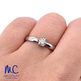 Anillo de compromiso de diamante natural 0.25 ct · corte redondo brillante · color G-H · claridad SI1 · oro blanco 14k · modelo F5644-25