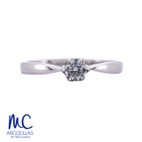 Anillo de compromiso de diamante natural 0.25 ct · corte redondo brillante · color G-H · claridad SI1 · oro blanco 14k · modelo F5651-25