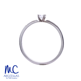 Anillo de compromiso de diamante natural 0.19 ct · corte redondo brillante · color G-H · claridad SI1 · oro blanco 14k