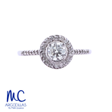 Anillo de compromiso de diamante natural 0.45 ct · corte redondo brillante · color G-H · claridad SI1 · oro blanco 14k
