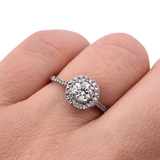 Anillo de compromiso de diamante natural 0.45 ct · corte redondo brillante · color G-H · claridad SI1 · oro blanco 14k