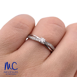 Anillo de compromiso de diamante natural 0.20 ct · corte redondo brillante · color G-J · claridad SI1-I2 · oro blanco 14k