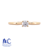 Anillo de compromiso de diamante natural 0.20 ct · corte redondo brillante · color G-H · claridad SI1 · oro blanco 14k · modelo SKR5602-20