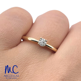 Anillo de compromiso de diamante natural 0.20 ct · corte redondo brillante · color G-H · claridad SI1 · oro blanco 14k · modelo SKR5602-20