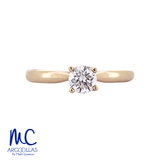 Anillo de compromiso de diamante natural 0.40 ct · corte redondo brillante · color G-H · claridad SI1 · oro amarillo 14k