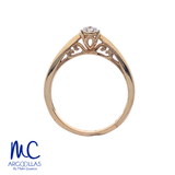 Anillo de compromiso de diamante natural 0.08 ct · corte redondo brillante · color G-J · claridad SI1-I2 · oro amarillo 14k