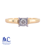 Anillo de compromiso de diamante natural 0.10 ct · corte redondo brillante · color G-J · claridad SI1-I2 · oro amarillo 14k