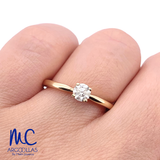 Anillo de compromiso de diamante natural 0.30 ct · corte redondo brillante · color G-H · claridad SI1 · oro amarillo 14k