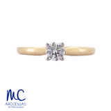 Anillo de compromiso de diamante natural 0.30 ct · corte redondo brillante · color H-J · claridad VS1-VS2 · oro amarillo 14k