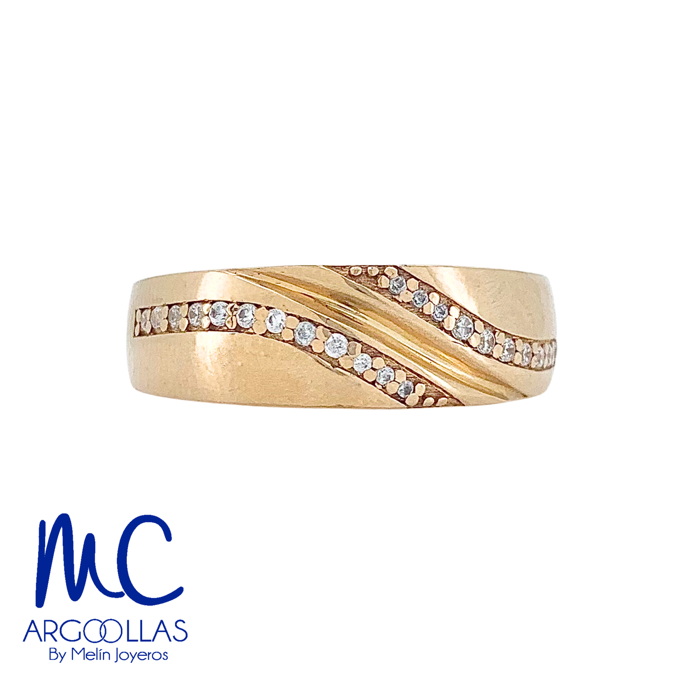Argolla de matrimonio de oro amarillo 10k y 14k · 6.6 mm · estilo recta · con zirconia