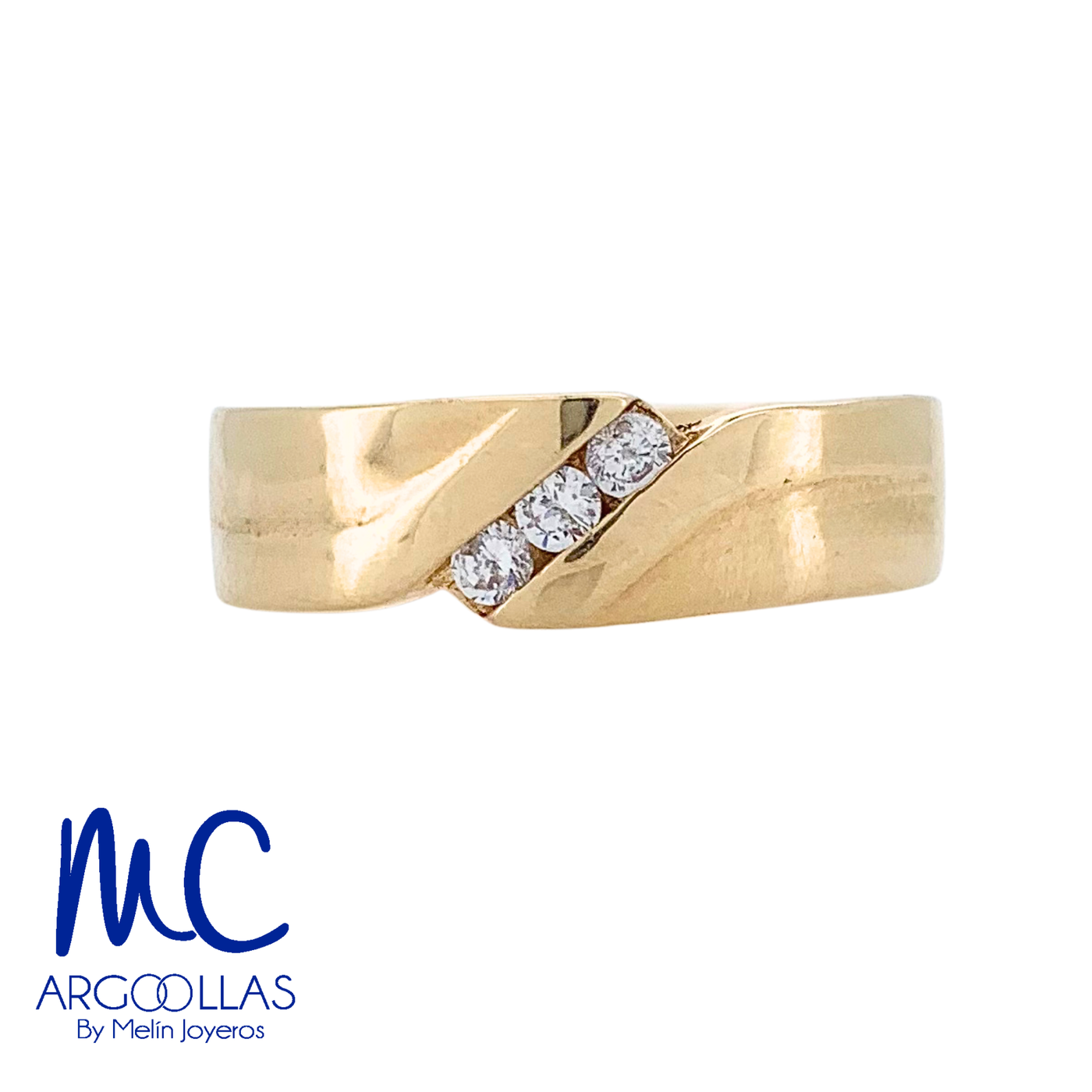 Argolla de matrimonio de oro amarillo 10k y 14k · 6 mm · estilo recta · con zirconia · modelo AGJ379N