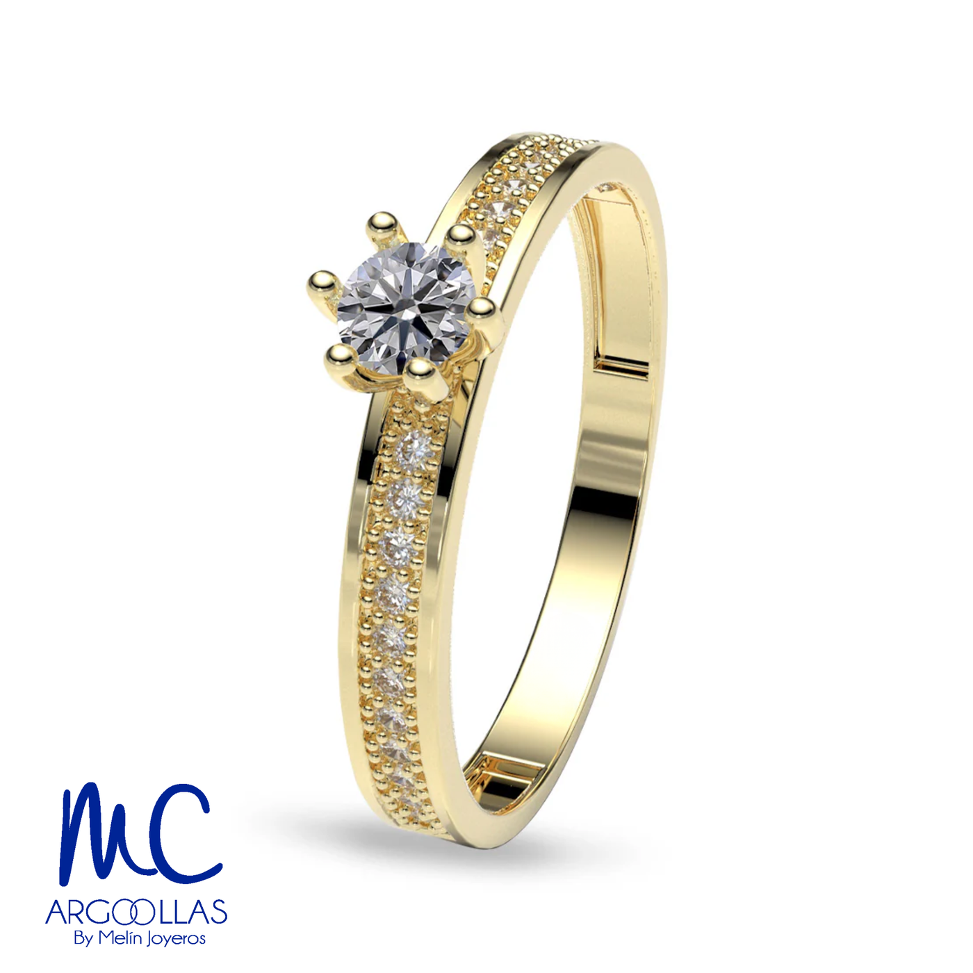 Anillo de compromiso de oro amarillo 10k y 14k · modelo G283
