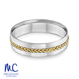 Argolla de matrimonio de oro amarillo 10k y 14k · 6 mm · estilo confort · acabado tejido a mano