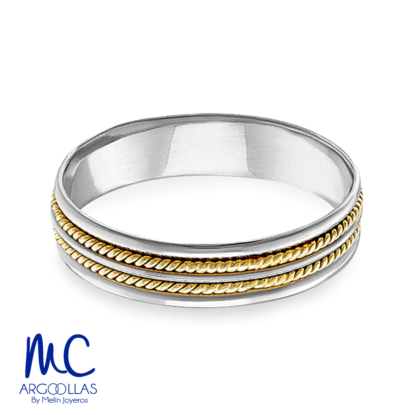 Argolla de matrimonio de oro amarillo 10k y 14k · 4 mm · estilo recto · acabado labrado · modelo AGJ358N
