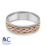 Argolla de matrimonio de oro amarillo 10k y 14k · 6 mm · estilo recto · acabado tejida a mano