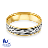 Argolla de matrimonio de oro amarillo 10k y 14k · 6 mm · estilo recto · acabado tejido