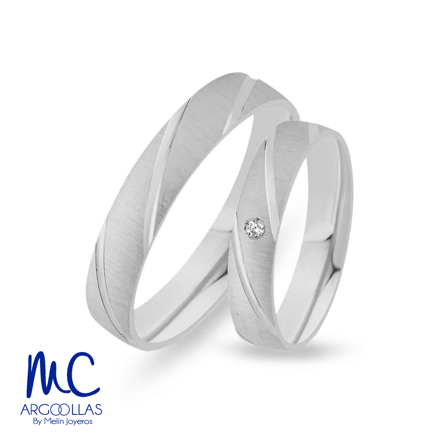Set de argollas de matrimonio de oro amarillo 10k y 14k · con zirconia · modelo ARG-210 ARG-211