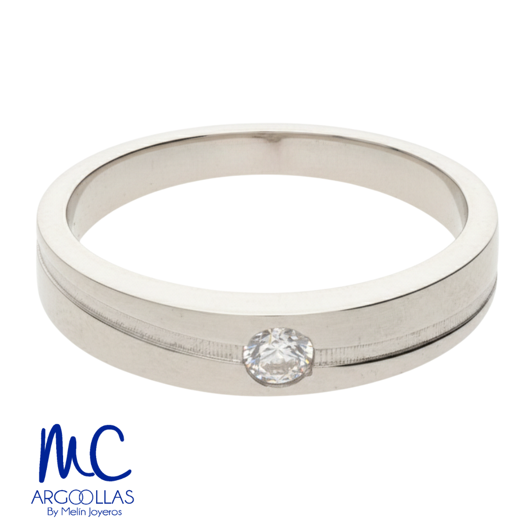 Argolla de matrimonio de oro blanco 10k y 14k · 4 mm · estilo recta · modelo F208784B