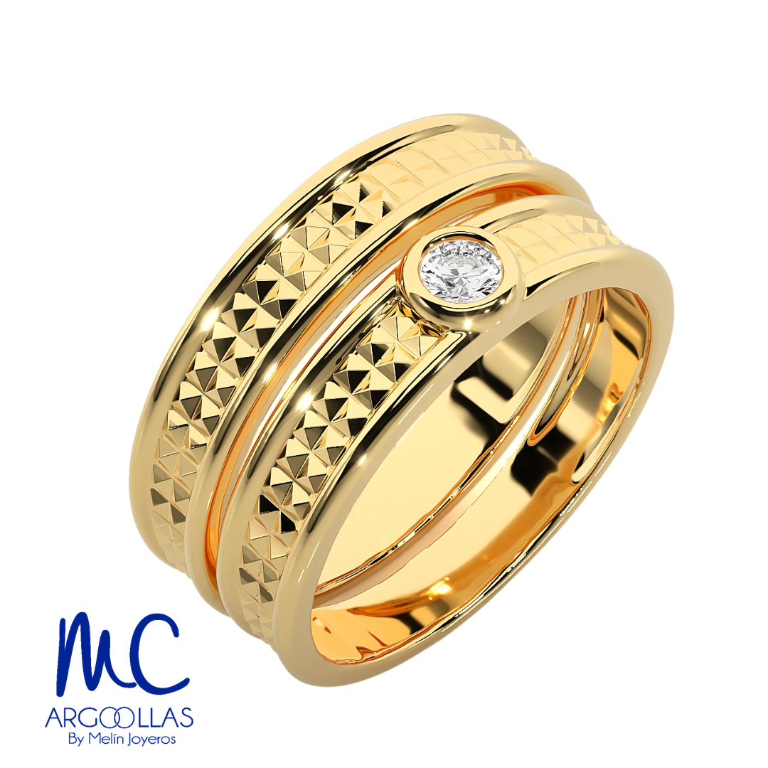 Set de argollas de matrimonio de oro amarillo 10k y 14k · con zirconia · modelo F208754 F208774