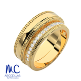 Set de argollas de matrimonio de oro amarillo 10k y 14k · con zirconia · modelo F208804 F208813