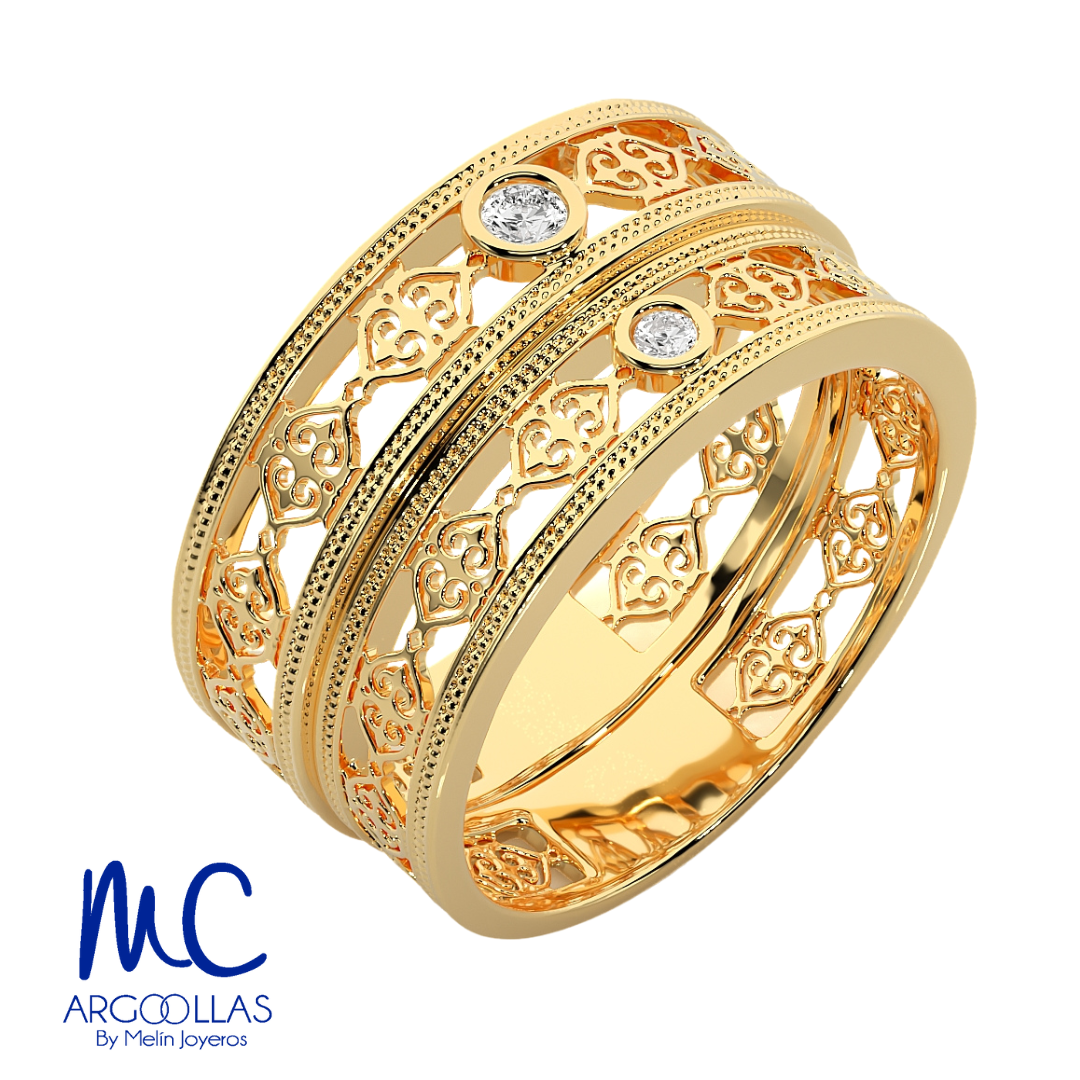 Set de argollas de matrimonio de oro amarillo 10k y 14k · con zirconia · modelo F208844 F208854