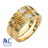 Set de argollas de matrimonio de oro amarillo 10k y 14k · con zirconia · modelo F208915 F208913