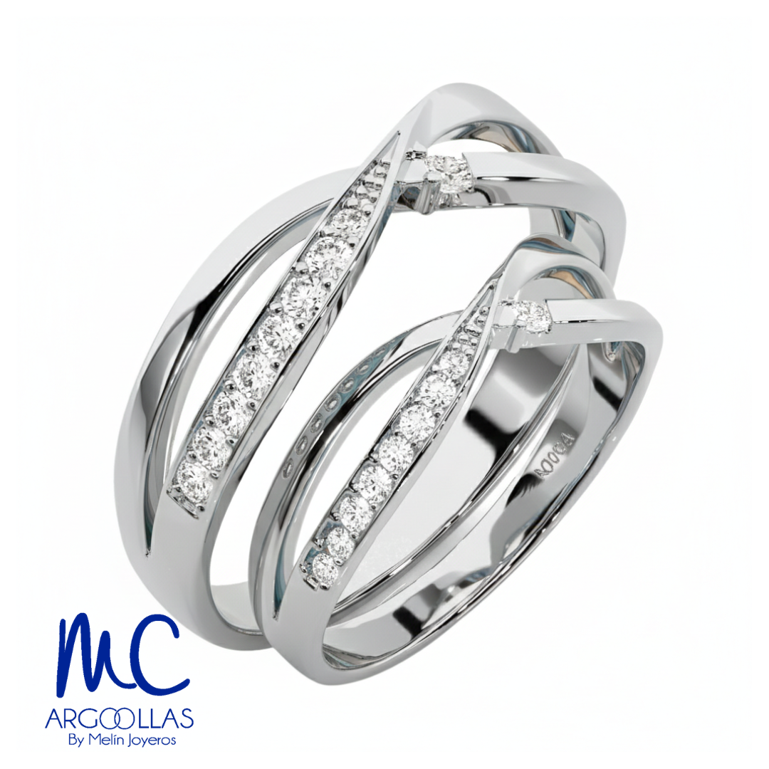 Set de argollas de matrimonio de oro amarillo 10k y 14k · con zirconia · modelo F208946B F208954B