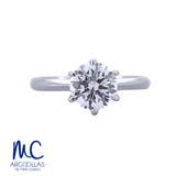 Anillo de compromiso de diamante de laboratorio 1.02 ct · corte redondo brillante · color E · claridad IF · oro blanco 14k