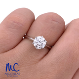 Anillo de compromiso de diamante de laboratorio 1.02 ct · corte redondo brillante · color E · claridad IF · oro blanco 14k
