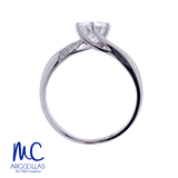 Anillo de compromiso de diamante de laboratorio 1.05 ct · corte redondo brillante · color D · claridad VVS2 · oro blanco 14k