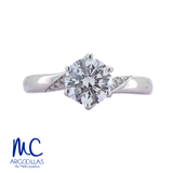 Anillo de compromiso de diamante de laboratorio 1.05 ct · corte redondo brillante · color D · claridad VVS2 · oro blanco 14k