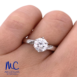 Anillo de compromiso de diamante de laboratorio 1.05 ct · corte redondo brillante · color D · claridad VVS2 · oro blanco 14k