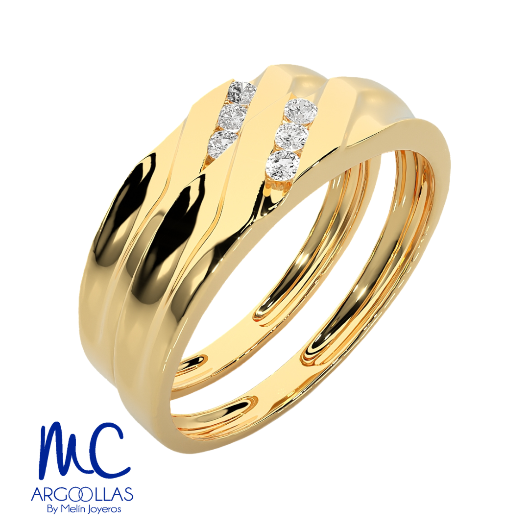 Set de argollas de matrimonio de oro amarillo 10k y 14k · con zirconia · modelo F209124