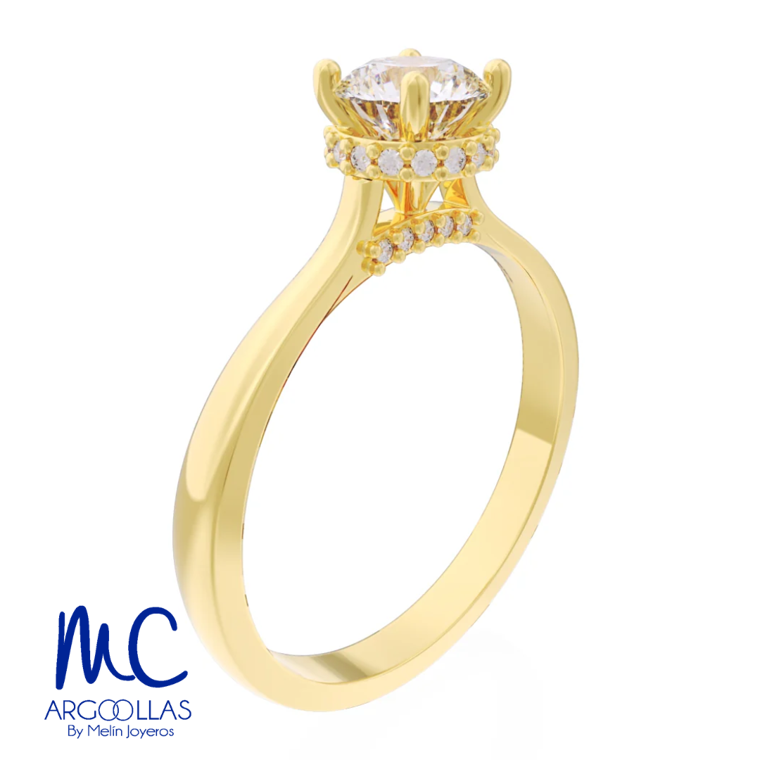 Anillo de compromiso de oro amarillo 10k y 14k · modelo F8562