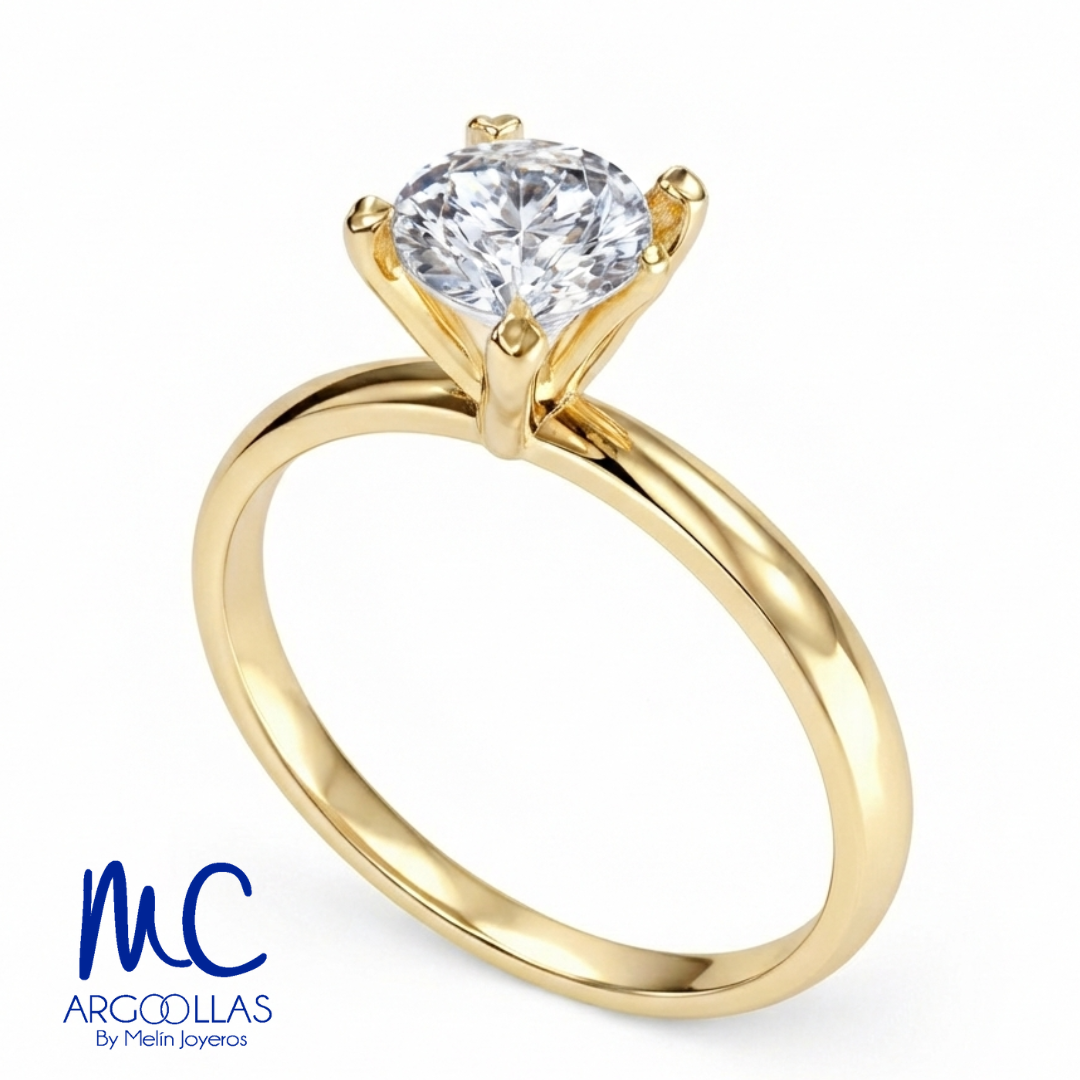 Anillo de compromiso de oro amarillo 10k y 14k · modelo F8795