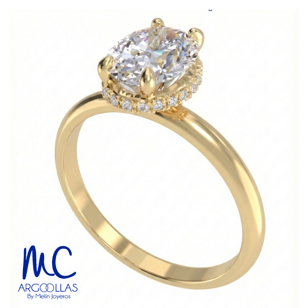 Anillo de compromiso de oro amarillo 10k y 14k · modelo F8792