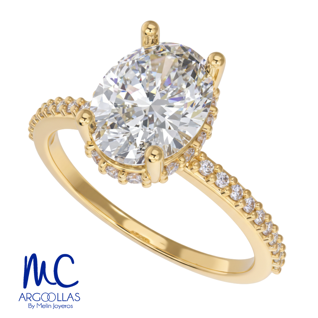 Anillo de compromiso de oro amarillo 10k y 14k · modelo F8796