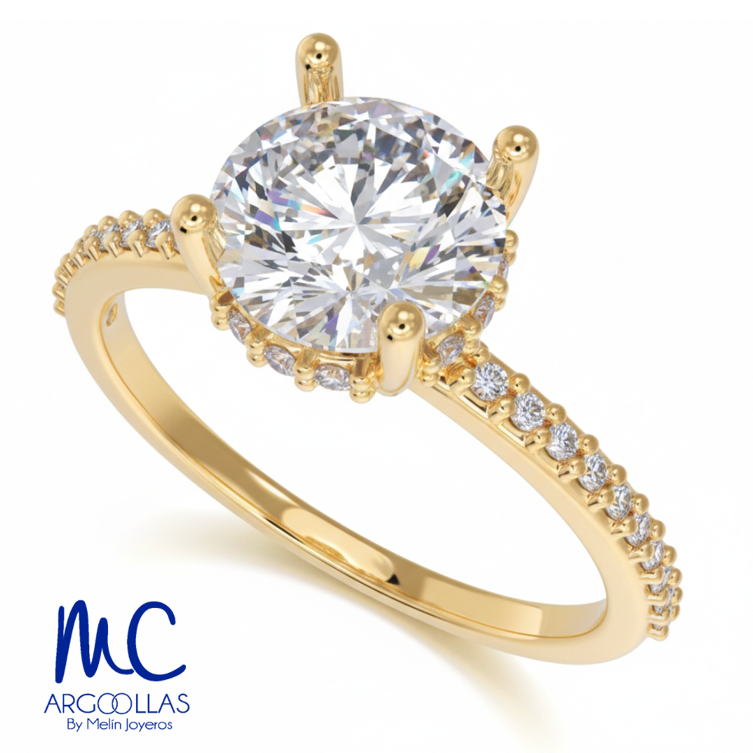 Anillo de compromiso de oro amarillo 10k y 14k · modelo F8797