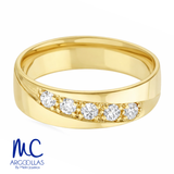 Argolla de matrimonio de oro amarillo 10k y 14k · 6 mm · estilo recto · acabado lustre con piedra · modelo AGJ433N