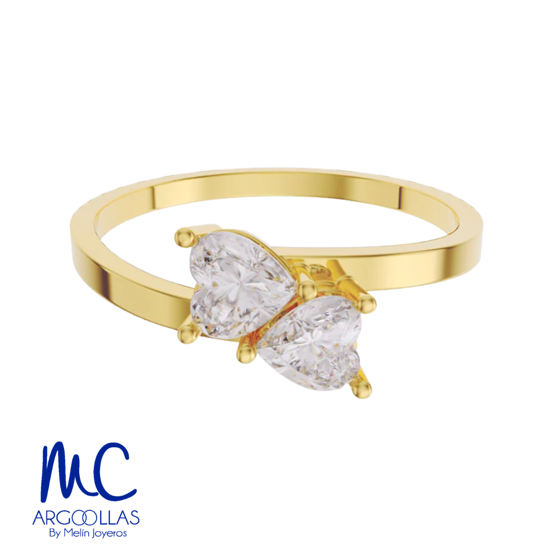 Anillo de oro amarillo 10k y 14k · con zirconia · modelo F8212
