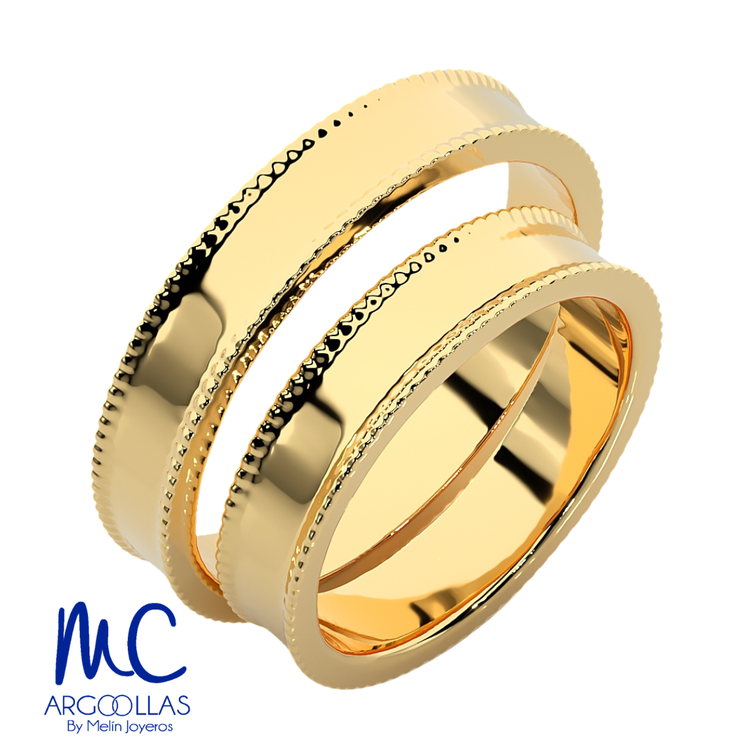Set de argollas de matrimonio de oro amarillo 10k y 14k · modelo F209173