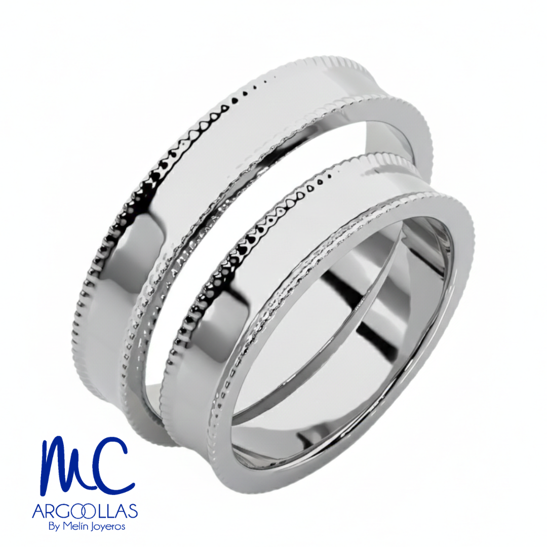 Set de argollas de matrimonio de oro blanco 10k y 14k · modelo F209173B